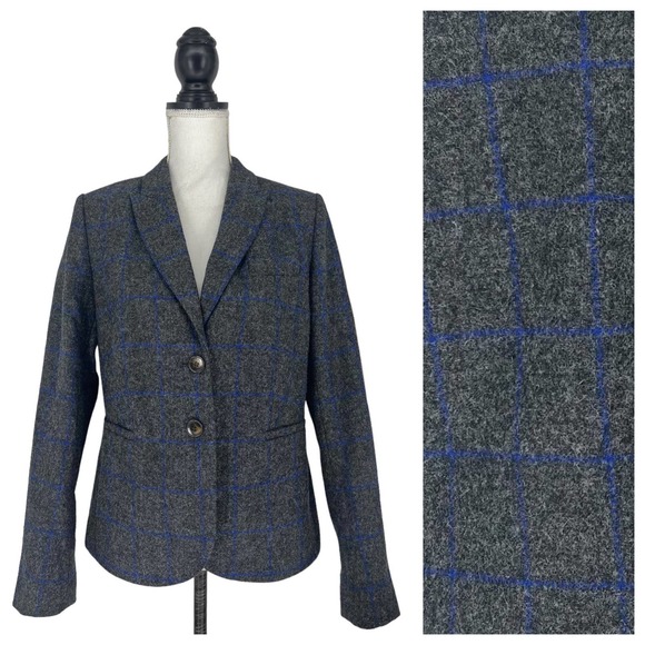 Boden British Tweed by Moon Wool Blazer in Charcoal Windowpane - Picture 1 of 16